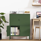 Metal Locker Storage Cabinet with 4 Doors and 3 Shelves，39.96" Tall Steel Office Storage Cabinet for Office,Home,Garage,Gym,School