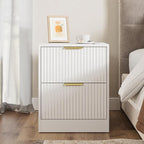3-Piece Modern Bedroom Furniture Set, Wide 9-Drawer Dresser & 2-Drawer Nightstands Set of 2, Natural Wood Dresser and Nightstand Sets for Bedroom, Hallway, White