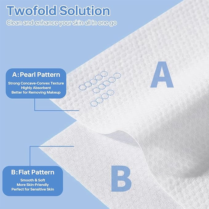 Disposable Face Towels 200 Count, Ultra Soft & Thick Facial Towels for Sensitive Skin, Biodegradable & Lint-Free Makeup Remover Dry Wipes, Multi-Purpose Cleansing Towelettes for Face Wipes