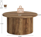 Tribesigns 31.5" Round Coffee Table, Farmhouse Circle Center Table with Sturdy Metal Base, Modern Accent Sofa Side Table for Living Room, Wooden Grain Veneer Top
