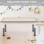 Toddler Table, 7 Level Height Adjustable Kids Play Furniture for Ages 3-8, Rectangular Plastic, 23.6" W x47.2 L, Multi-Activity Desk with Graffiti Desktop for Home & Daycare