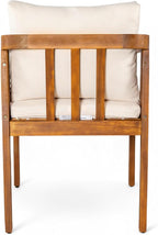 Christopher Knight Home Lucid Set of 2 Outdoor Dining Chair, Acacia Wood Frame Dining Chairs, Accent Chair Set with Comfortable Cushions, Patio Armchair for Backyard Poolside Garden, Natural + Beige