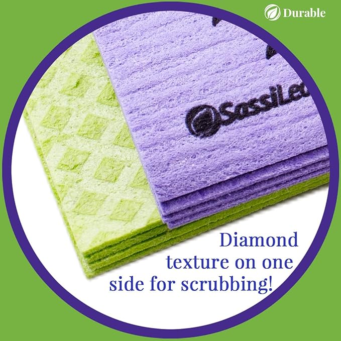 Swedish Dishcloth Cellulose Sponge Cloth, Absorbent, Reusable, Eco-Friendly, Set of 8 (Lavender)