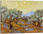 Wieco Art Canvas Wall Art Print of Vincent Van Gogh Paintings Olive Trees with Yellow Sky and Sun Field Pictures Artwork Wall Art for home Decoration and Wall Decor