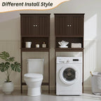 Over The Toilet Storage Cabinet, Behind Toilet Bathroom Organizer with Adjustable Shelves, Above Toilet Organizers with Barn Door, Space Saver for Restroom, Bathroom, Laundry
