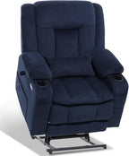 EONIX Lay Flat Power Lift Recliner Chair with Heat and Massage, Dual Motor Electric Lift Chair for Elderly for Postoperative Recovery, 400lbs Heavy Duty, Cup Holders, Lumbar Pillow, Navy Blue