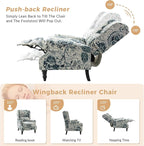 HULALA HOME Upholstered Wingback Recliner Chair Set of 2, Small Adjustable Footrest Push Back Single Reclining Sofa, Mid Century Modern Lounge Armchair for Living Room, Bedroom, Reading/Floral