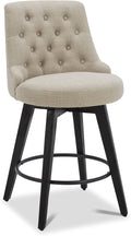 Watson & Whitely Counter Height Bar Stools, Performance Fabric Upholstered Modern Swivel Barstool with Back, Solid Wood Legs, 26" H Seat, Tan