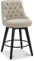 Watson & Whitely Counter Height Bar Stools, Performance Fabric Upholstered Modern Swivel Barstool with Back, Solid Wood Legs, 26" H Seat, Tan