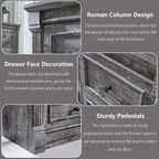 Farmhouse 7 Drawers Dresser for Bedroom, 57" Tall Large Dressers & Chests of Drawers w/Roman Column, Storage Dressers Organizer for Bedroom, Hallway, Living Room, Light Grey