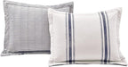 Lush Decor Farmhouse Stripe Reversible Cotton Comforter Set, 3 Piece Set, California King, Navy - Cozy Farmhouse Bedding Set - Rustic Decor - Striped Comforter - Modern Farmhouse Bedroom Decor