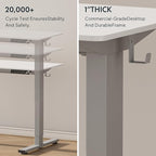 FLEXISPOT EN1 One-Piece Electric Standing Desk 48 x 24 Inches Seamless Seamless Desktop Height Adjustable Desk Stand Up Desks for Home Office (Silver Frame + White Top, 2 Packages)