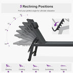 PURPLE LEAF Outdoor Oversized Lounge Chair Set of 3 Patio Chaise Pool Lounger Aluminum Frame with Side Table and Wheels for Outside Sunbathing Tanning Recliner Including Pillows Gray