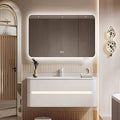 32IN Bathroom Vanity - Bathroom Vanity with Sink with Intelligent Induction Light | Wall-Mounted Bathroom Vanity with Intelligent LED Mirror Cabinet & 6 Drawers, Cream Color