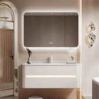 32IN Bathroom Vanity - Bathroom Vanity with Sink with Intelligent Induction Light | Wall-Mounted Bathroom Vanity with Intelligent LED Mirror Cabinet & 6 Drawers, Cream Color