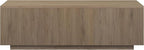 Henn&Hart 48" Rectangular Low-Profile Wood Coffee Table for Living Room, Family Room, or Office, Antiqued Gray Oak