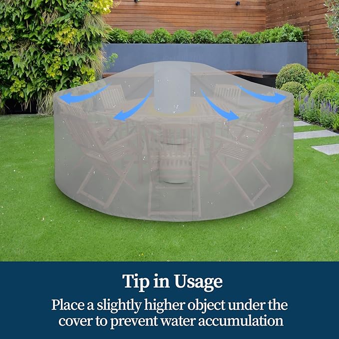Easy-Going Round Patio Furniture Cover Waterproof Outdoor Dining Table and Chair Cover Anti-UV Outside Sectional Sofa Set Covers (72"DIA x 28"H, Grey)