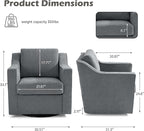 UIXE Swivel Accent Chair, Chenille Fabric Upholstered Arm Chair for Living Room, Modern Club Armchair Comfy Single Sofa Bedroom Reading Seat with Lumbar Pillow - Gray