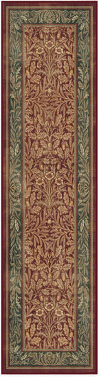 RUGGABLE x Morris & Co Machine Washable Christmas Runner Rug – Acorn Amber Red 2.5x10, Stain-Resistant, Non-Slip – Washable Rug for Hallway, Entryway, Living Room & Kitchen–with Cushioned Pad