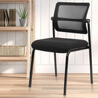 CLATINA Stacking Armless Office Waiting Room Chair with Adjustable Backrest, Mesh Stackable Guest Reception Desk Chairs with Ergonomic Lumbar Support for Home Conference Lobby Side School, Black, 4PK