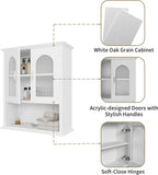 CJL Bathroom Wall Cabinet with Fluted Door, 18.9'' x 23.6'' Medicine Cabinet, Over The Toilet Storage Cabinet, White