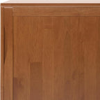 SIMPLIHOME Harper Medium Storage Cabinet - 48 inch Wide Solid Hardwood Sliding Door Cabinet in Teak Brown, Mid-Century Modern Cupboard for Living Room or Entryway with 3 Drawers and Tapered Legs