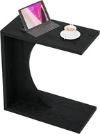 Tribesigns C-Shaped End Table for Couch, Sofa Side Table, C Table for Small Space, Living Room, Bedroom (1, Black)