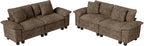 L-Shaped Cloud Modular Sofa Set, 4-Piece Double Loveseat Sectional w/Deep Seat & Removable Arms, Plush Chenille for Living Room - Taupe