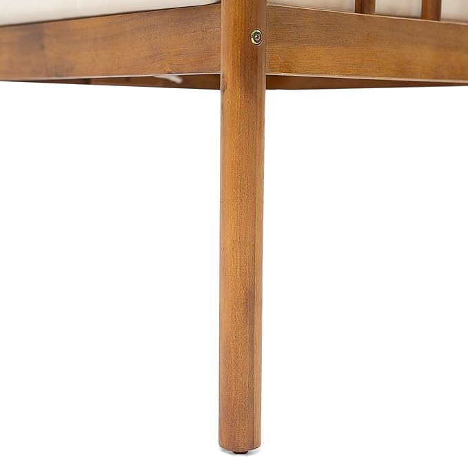 Christopher Knight Home Vera Outdoor Dining Chairs Set of 2, Acacia Wood Dining Chairs, Rattan Woven Back Armchair, Armchair with Cushion Seat, Patio Chair for Poolside Garden Balcony, Teak+Cream