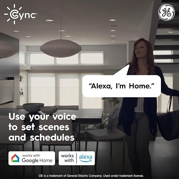Cync GE Reveal Smart LED Recessed Downlight, Color Changing WiFi Light, Matter Compatible, Compatible with Alexa and Google Home, 6in, 2-Pack