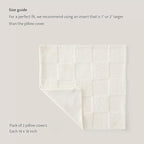 Double Stitch Checkered Throw Pillow Covers - 100% Cotton Set of 2 Tufted Boho Decorative Pillow Covers 18x18, Made in India, Square Cushion Case, Modern Home Decor for Couch, Sofa, Living Room, Cream