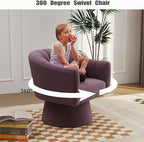 Swivel Accent Chair Set of 2, Upholstered Velvet 360° Swivel Barrel Chair for Living Room Overstuffed Bouncle Reading Chair Round Armchair for Bedroom,Vanity,Office (Purple)