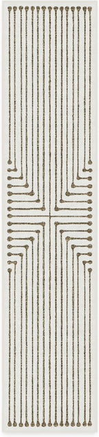 RUGGABLE x Jonathan Adler Machine Washable Modern Runner Rug – Inkdrop Camel & Ivory 2.5x12, Stain-Resistant, Non-Slip – Washable Rug for Hallway, Entryway, Living Room & Kitchen–with Standard Pad