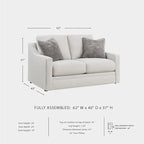 Signature Design by Ashley Maitelynn Contemporary Loveseat with Accent Pillows, Reversible Cushions and Sloped Arms, Light Gray