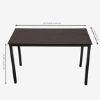 47 inch Large Computer Desk Wood, Modern Simple Style Desk for Home Office, Bedroom, Study Student Writing Desk, Small Spaces, Black Metal Frame, Dark Walnut Top