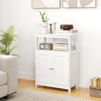 Tangkula Bathroom Storage Cabinet, Freestanding Floor Organizer with 2 Doors & 1 Adjustable Shelf, Modern Home Bathroom Furniture for Living Room Entryway Kitchen (Cabinet, White)