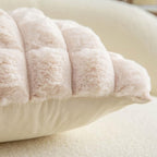 Neelvin Beige Faux Fur Cozy Soft Plaid Decorative Throw Pillow Covers 26x26 inch Set of 2,Velvet Pillowcase Cushion Case for Sofa Couch