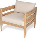 Christopher Knight Home Annie Acacia Wood Outdoor Chairs Set of 2, Patio Lounge Chair Outdoor with Slatted Back, Accent Chair with Cushions, Stylish Armchair for Balcony/Garden, Beige + Light Teak
