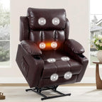 FLEXISPOT XL31-XL Oversized Power Lift Recliner Chair for Elderly, 27.4" Extra Wide Lay Flat Lift Chair with Massage & Heat, Dual Motor Electric Reclining Sofa for Big and Tall(Oversized, Pecan)