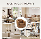 COLAMY 360° Swivel Accent Chair with Pillow, Leather Living Room Armchair No-Sag Foam & Sturdy Metal Base, Fully Assembled Swivel Accent Single Sofa for Bedroom Living Room, Reading Room, Brown