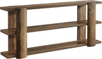 Tribesigns 70.87" Extra Long Console Table for Entryway, Narrow Wooden 3-Tier Sofa Table Behind Couch, Farmhouse Entryway Accent Table for Living Room, Hallway Foyer, Brown