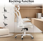 Farini Ergonomic Office Chair, Home Office Desk Chair with Headrest, High Back Computer Chair with Armrests and Adjustable Lumbar Support for Home Office Study Room, White & White
