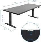 Mount-It! 72" Dual Motor Standing Desk – Large Electric Height Adjustable Executive Sit Stand Desk with Memory Presets, Black Frame & Black Top