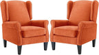 Accent Chair for Living Room Set of 2, High Back Reading Armchairs with Removable Seat Cushion, Mid-Century Single Couch in Fabric, Modern Ergonomic Wingback Chair for Bedroom,Club, Balcony