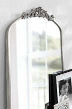 Kate and Laurel Arendahl Traditional Arch Mirror, 24 x 36, Antique Silver, Baroque Inspired Wall Decor