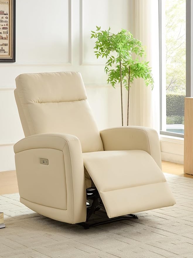 Power Recliner Chairs for Living Room,Wall Hugger Recliners with Power Headrest Type-C Charger, Leather Electric Recliner Chair for Adult, Black