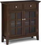 SIMPLIHOME Acadian SOLID WOOD 36 inch Wide Transitional Entryway Storage Cabinet in Natural Aged Brown for the Living Room, Entryway and Family Room