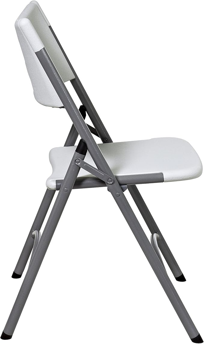 Office Star Resin Furniture for Indoor or Outdoor Use, 4-Piece Set, Folding Chairs Light Grey