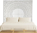 Wood Headboard Rustic | Carved Full Headboard Only | Wooden Headboard Full Size Bed | Wall Mount Headboard King or Queen | Full Bed Headboard Panels (Seruni White, California King)