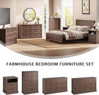 Farmhouse 6 Drawer Dresser for Bedroom, 55 Inch Wide Modern Brown Dresser TV Stand with Large Drawers & Bar Handles, Rustic Wood Chest of Drawers for Bedroom, Living Room, Hallway